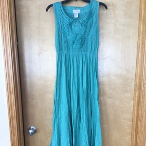 Gorgeous Soft Surroundings Peasant Maxi Blue Dress XS